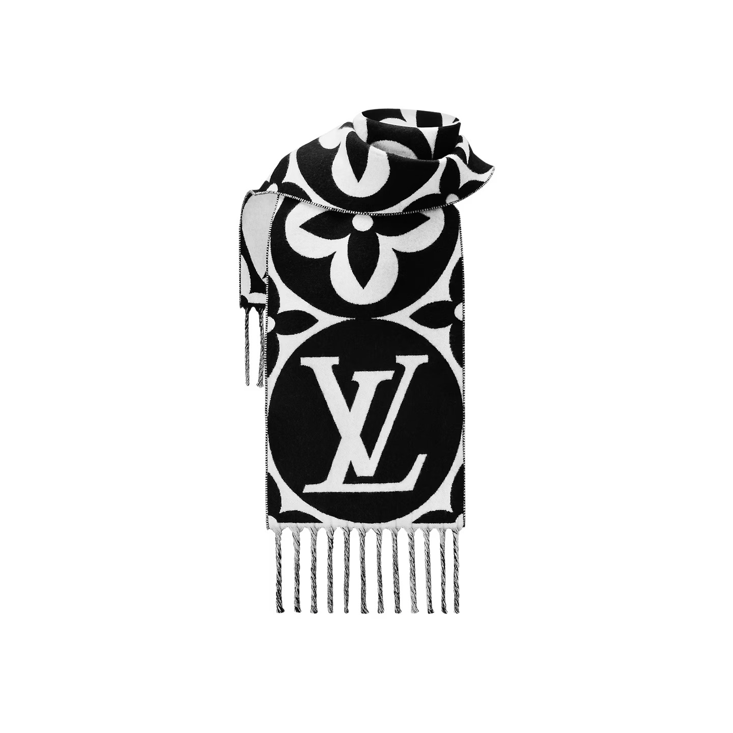 Louis Vuitton Black M79212 FLIGHT MODE LV Medallion Scarf Louis Vuitton Black M79212 FLIGHT MODE LV Medallion Scarf