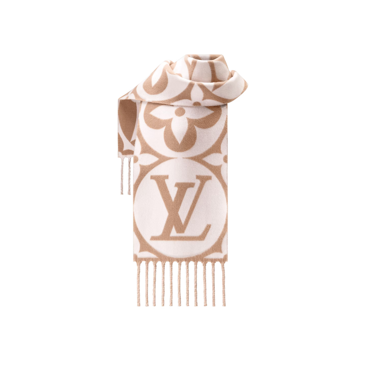 Louis Vuitton Beige Rose M79213 FLIGHT MODE LV Medallion Scarf Louis Vuitton Beige Rose M79213 FLIGHT MODE LV Medallion Scarf