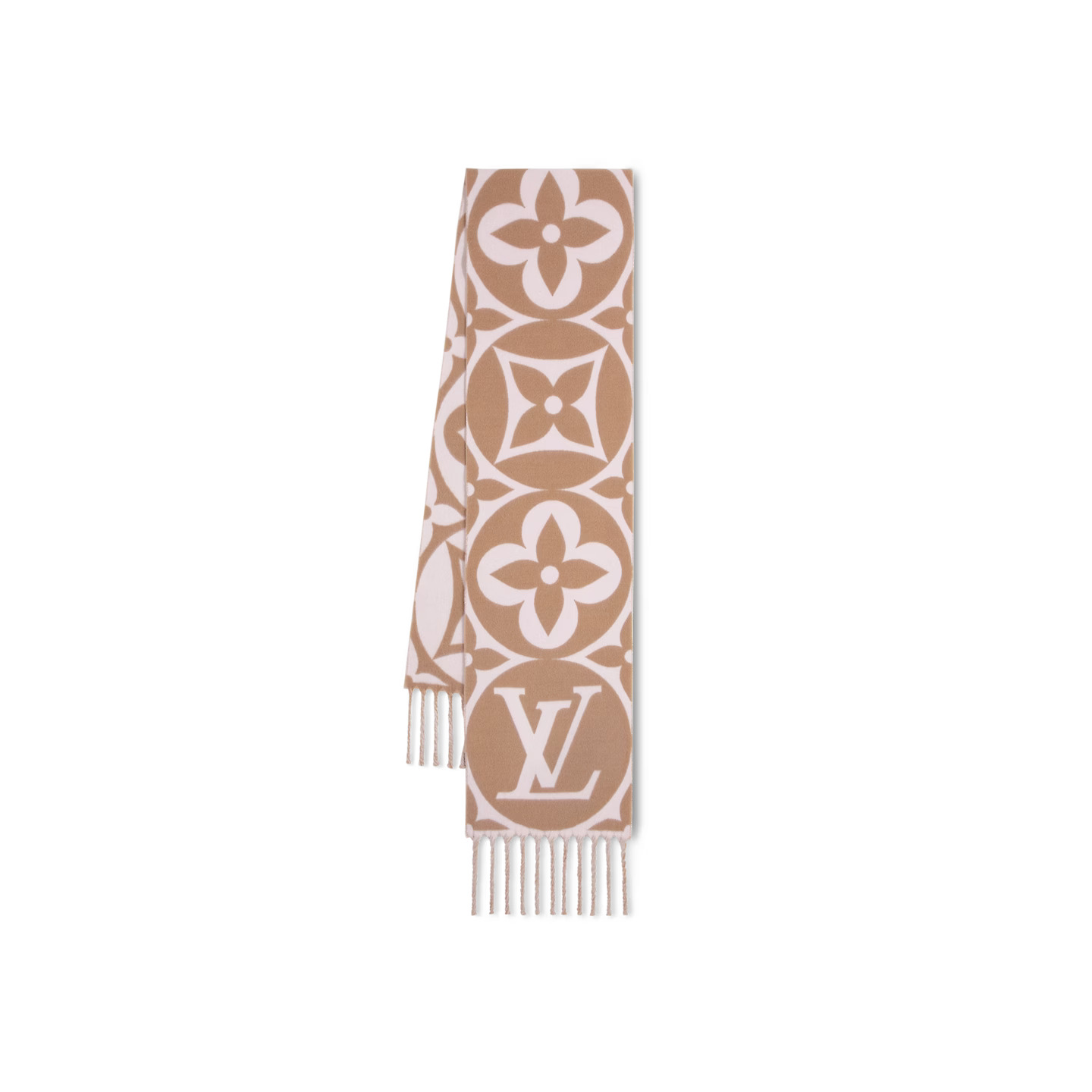 Louis Vuitton Beige Rose M79213 FLIGHT MODE LV Medallion Scarf Louis Vuitton Beige Rose M79213 FLIGHT MODE LV Medallion Scarf