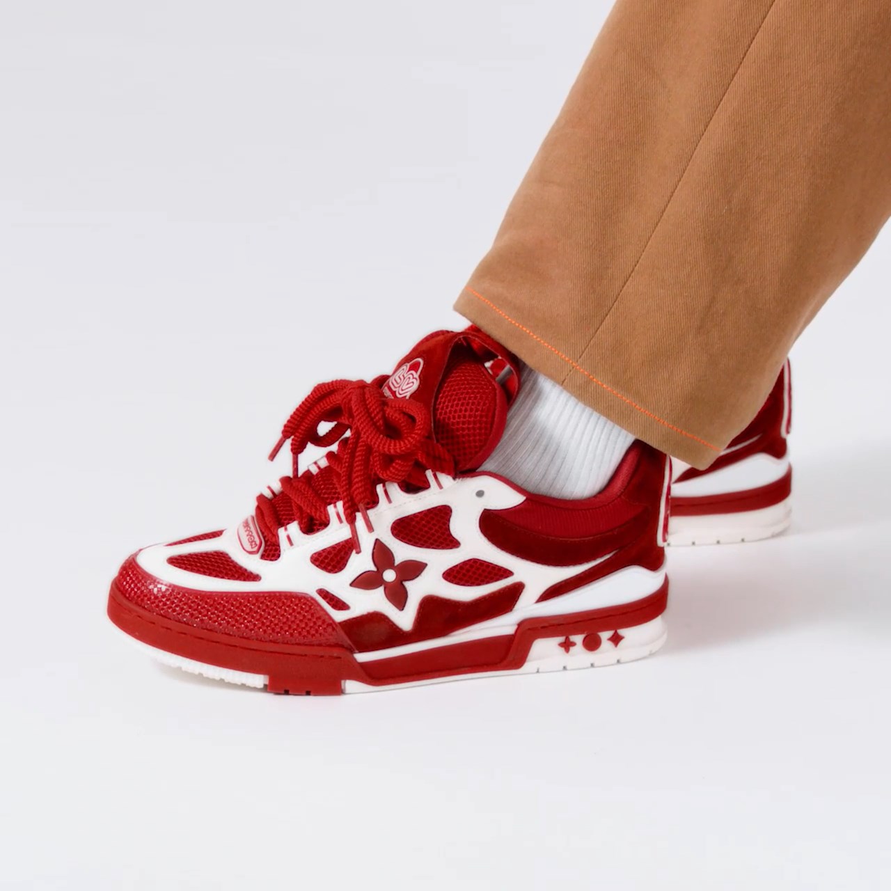 Louis Vuitton LV Skate Sneaker Since 54 Monogram Flowers Red 1AARS4 Louis Vuitton LV Skate Sneaker Since 54 Monogram Flowers Red 1AARS4