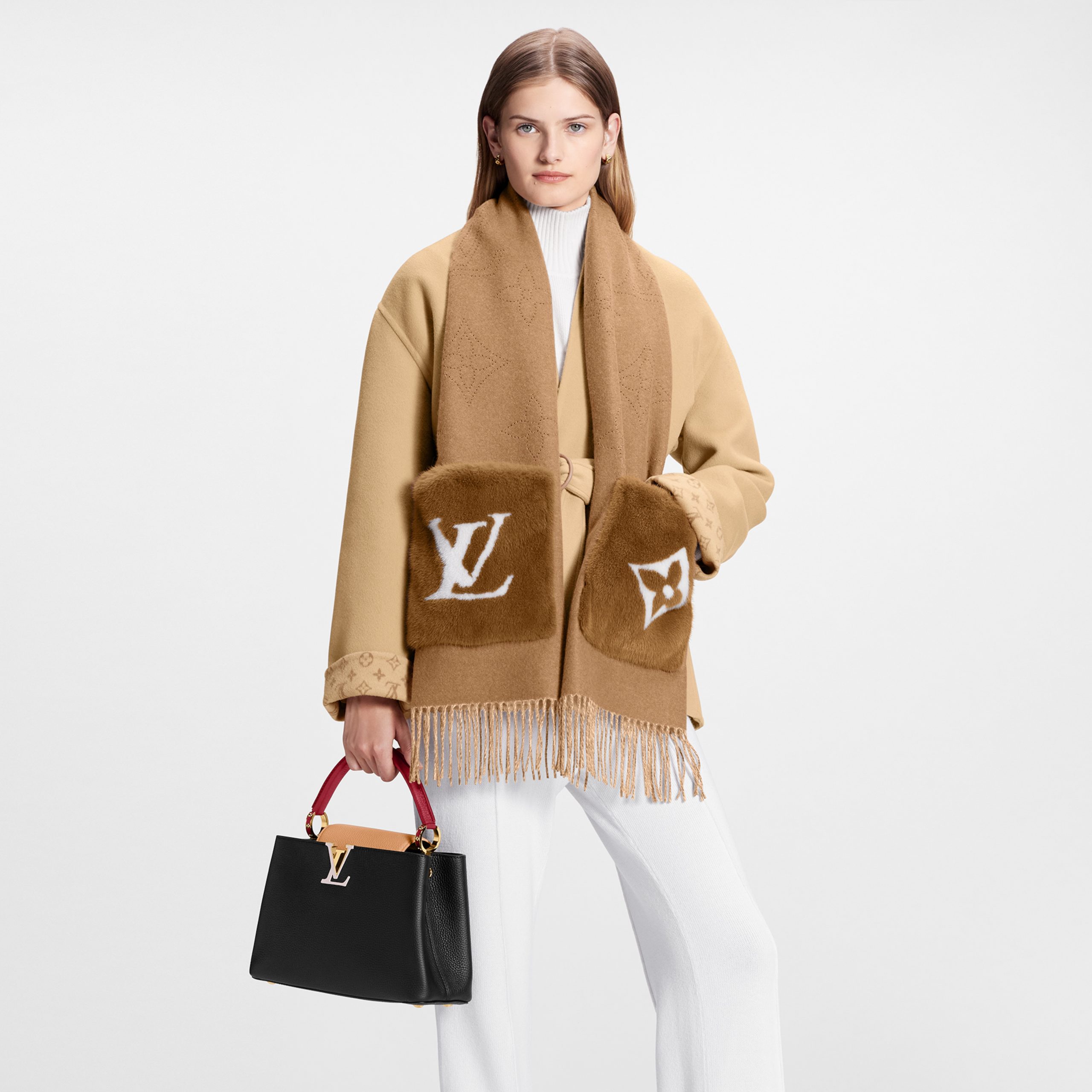 Louis Vuitton M77736 LV Cosy Mink Fur Collection Beige Scarf Louis Vuitton M77736 LV Cosy Mink Fur Collection Beige Scarf