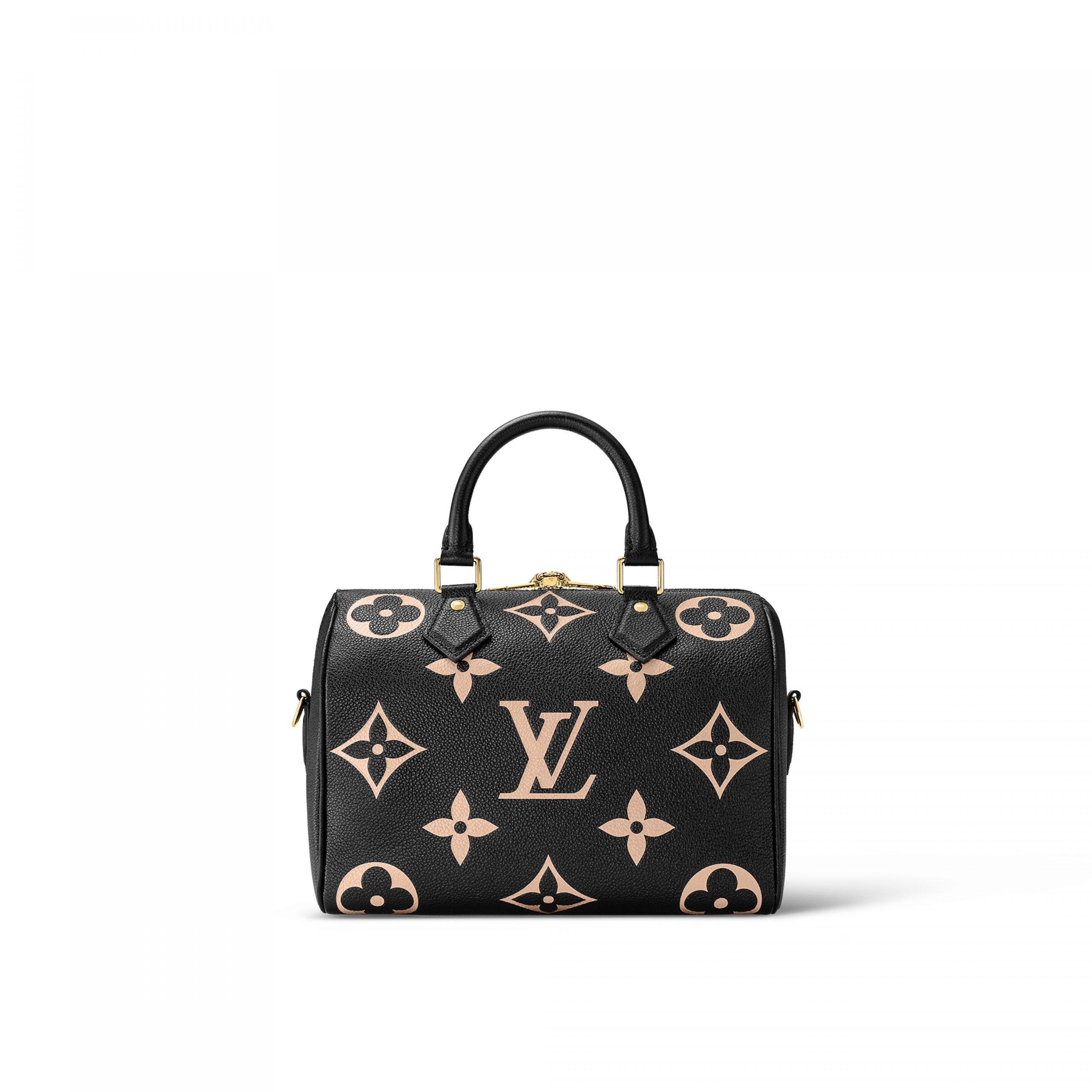 Louis Vuitton M58947 Speedy Bandoulière 25 Bicolor Monogram Empreinte Leather Black Beige Louis Vuitton M58947 Speedy Bandoulière 25 Bicolor Monogram Empreinte Leather Black Beige