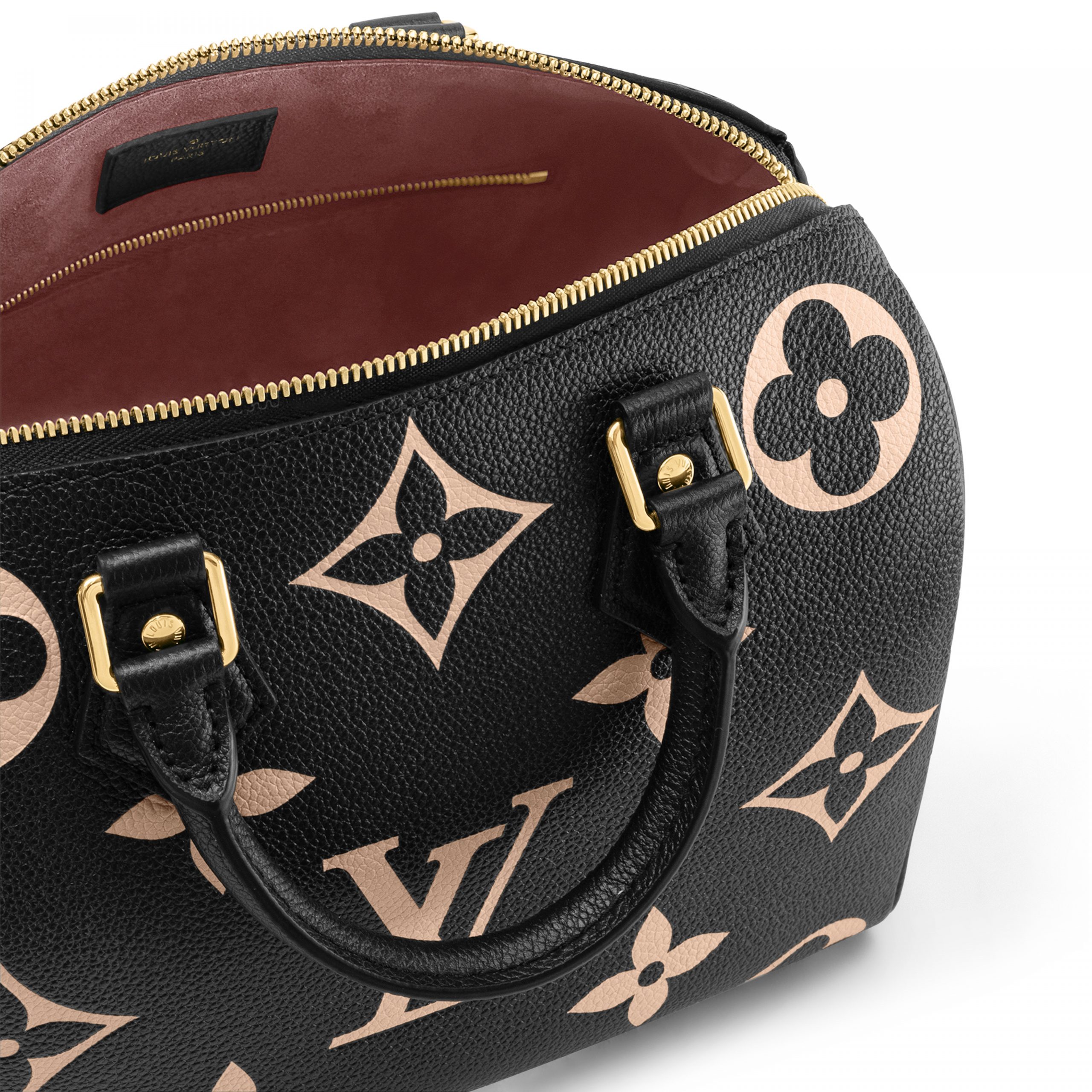 Louis Vuitton M58947 Speedy Bandoulière 25 Bicolor Monogram Empreinte Leather Black Beige Louis Vuitton M58947 Speedy Bandoulière 25 Bicolor Monogram Empreinte Leather Black Beige