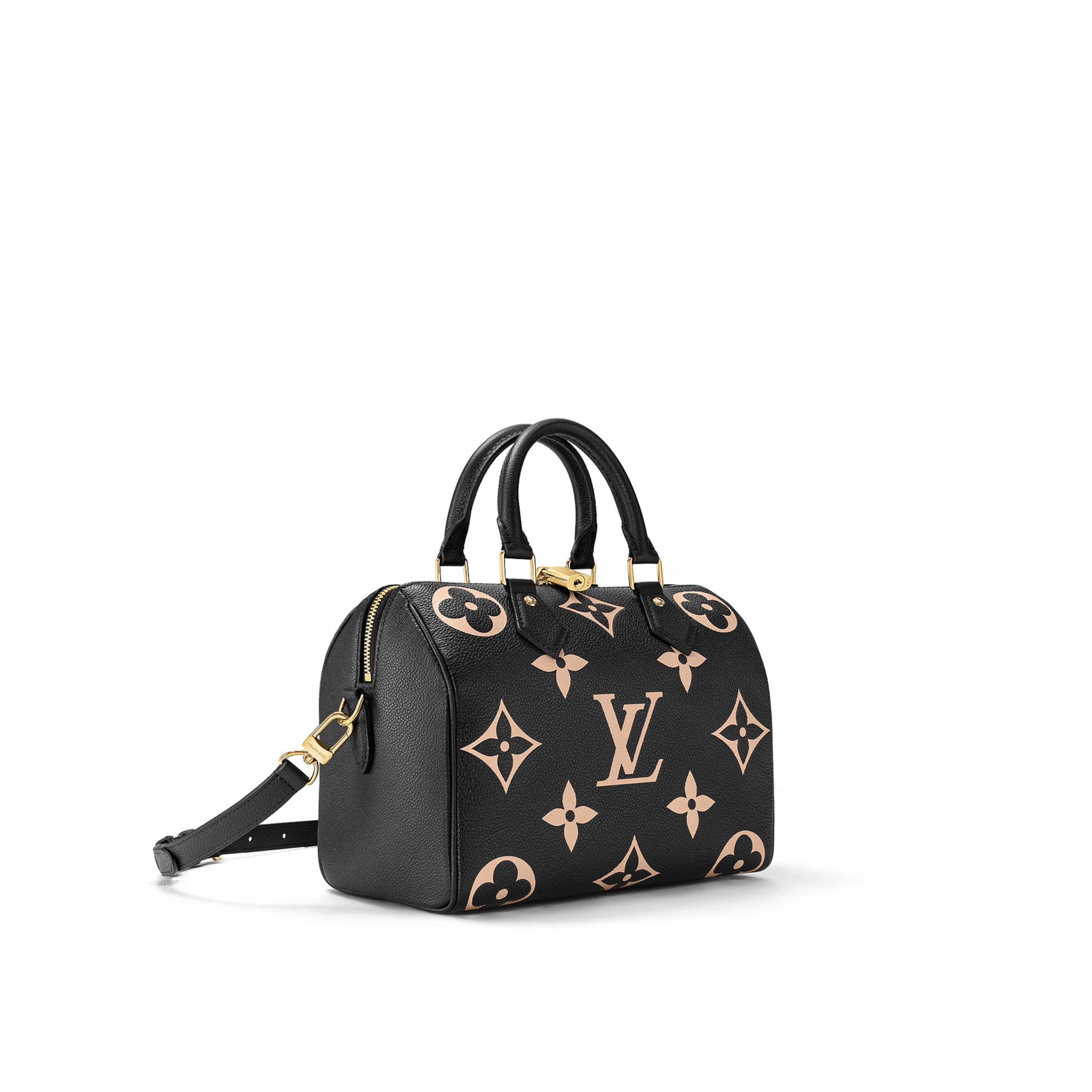 Louis Vuitton M58947 Speedy Bandoulière 25 Bicolor Monogram Empreinte Leather Black Beige Louis Vuitton M58947 Speedy Bandoulière 25 Bicolor Monogram Empreinte Leather Black Beige