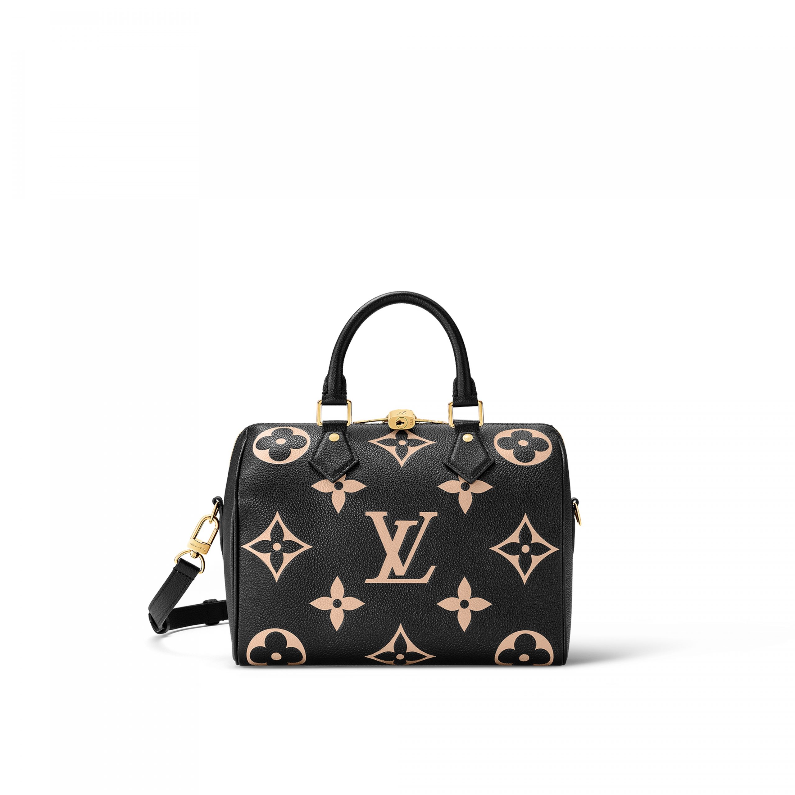 Louis Vuitton M58947 Speedy Bandoulière 25 Bicolor Monogram Empreinte Leather Black Beige Louis Vuitton M58947 Speedy Bandoulière 25 Bicolor Monogram Empreinte Leather Black Beige