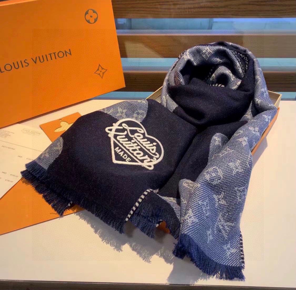 Louis Vuitton x Nigo MP3255 Monogram Drip Blue Scarf Louis Vuitton x Nigo MP3255 Monogram Drip Blue Scarf