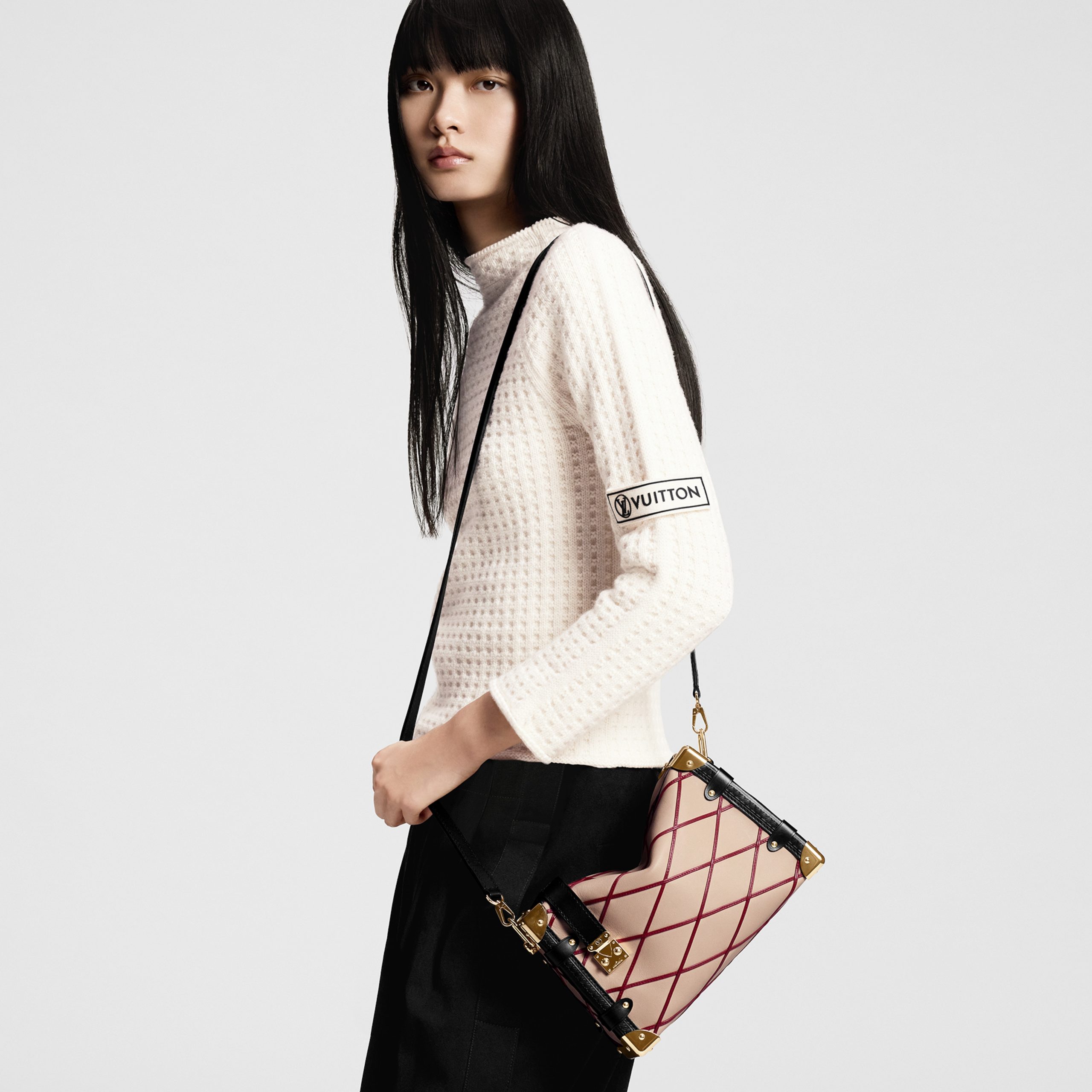 Louis Vuitton M24403 Side Trunk MM Malletage Beige/Red Louis Vuitton M24403 Side Trunk MM Malletage Beige/Red