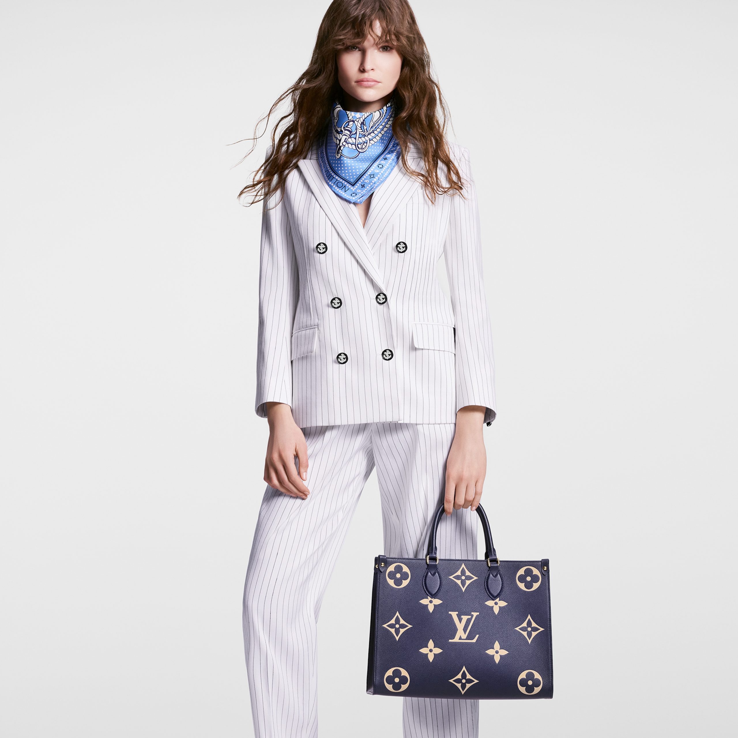 Louis Vuitton M47084 OnTheGo MM Navy Blue/Cream Louis Vuitton M47084 OnTheGo MM Navy Blue/Cream
